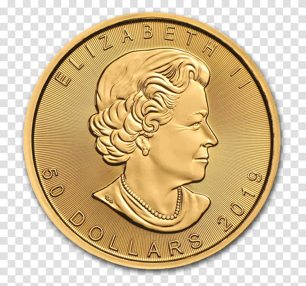 Oz Canadian Gold Maple Coin 2019 Obverse 2018 Gold Maple Leaf, Money Transparent Png
