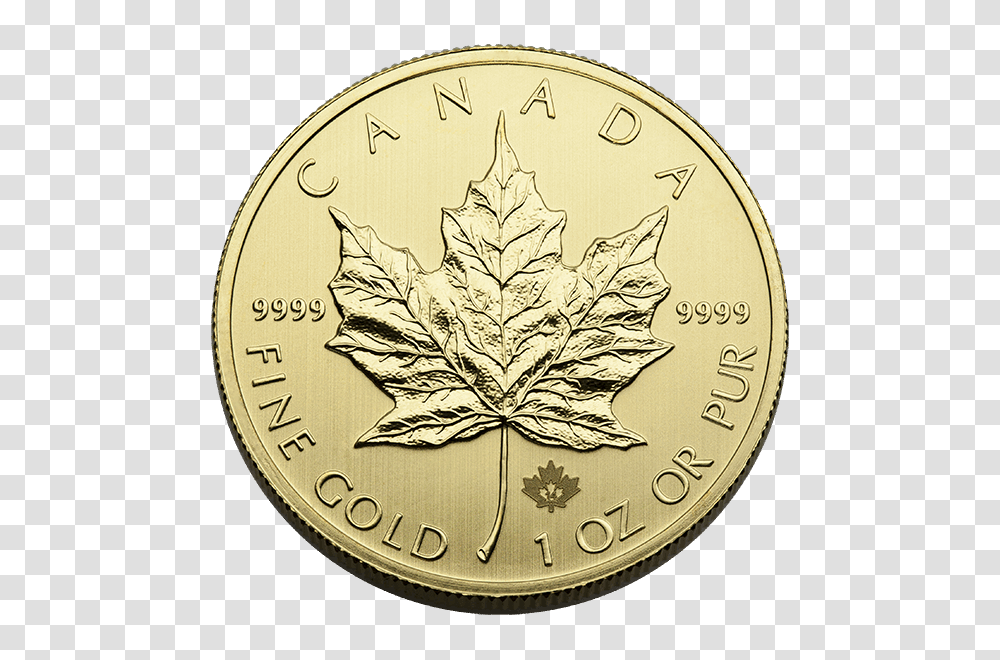 Oz Canadian Gold Maple Leaf Common Date, Plant, Coin, Money, Clock Tower Transparent Png