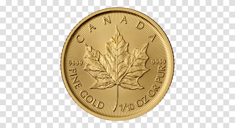 Oz Gold Maple Leaf 1 10 Oz Gold Maple Leaf, Coin, Money, Clock Tower, Architecture Transparent Png