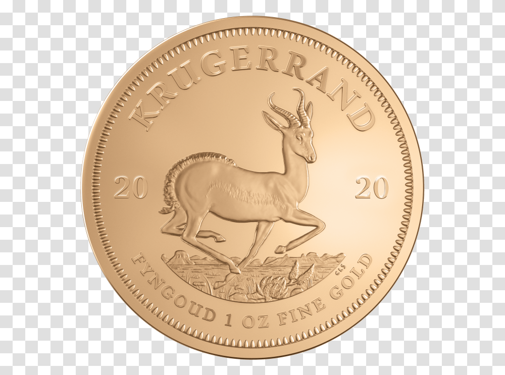 Oz Krugerrand 2020 Gold Coin Krugerrand 2020 1 Oz, Money, Antelope, Wildlife, Mammal Transparent Png