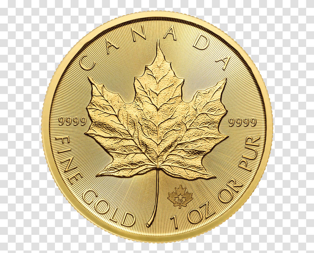 Oz Maple Leaf Gold Coin Front, Plant, Money, Bronze Transparent Png