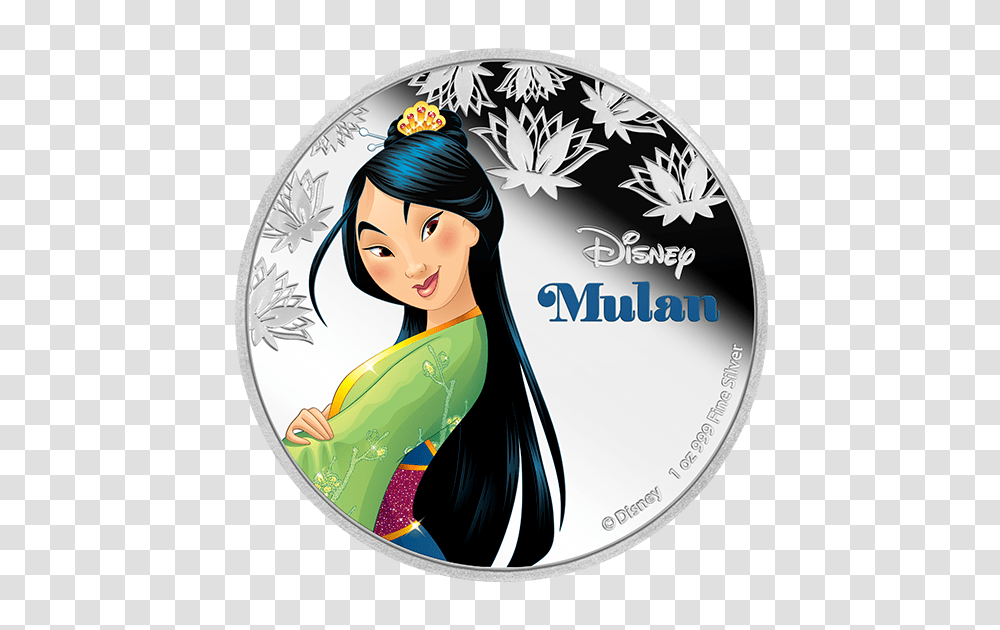 Oz Pure Silver Coin Disney Princess Mulan, Disk, Person, Human, Dvd Transparent Png