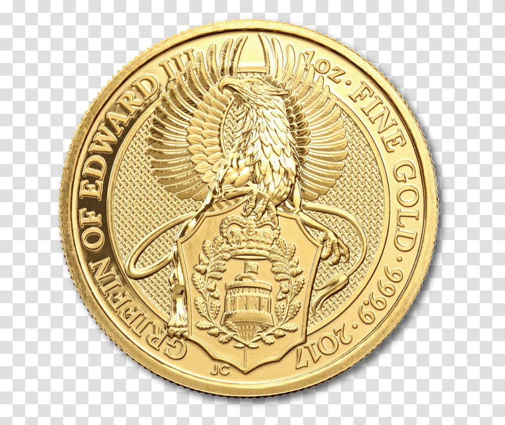 Oz Queen's Beasts Griffin Moneta Zolotaya, Coin, Money, Gold, Rug Transparent Png
