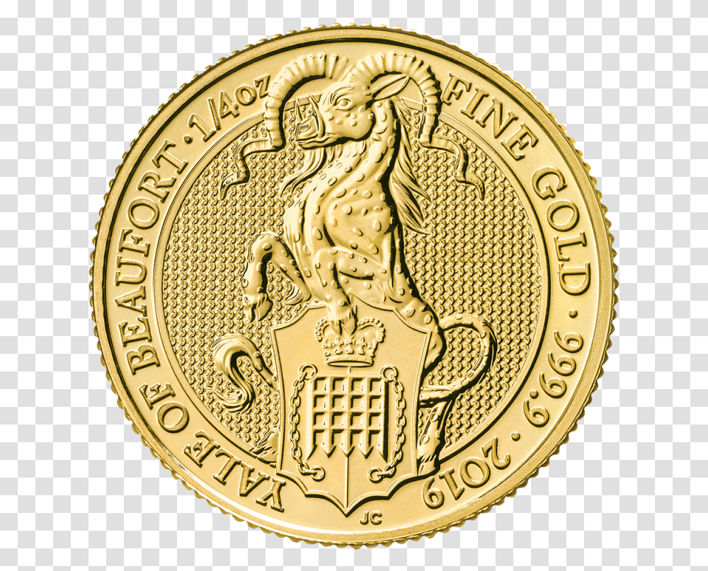 Oz Queen's Beasts Yale Of Beaufort Gold Coin Front, Money, Clock Tower, Architecture, Building Transparent Png