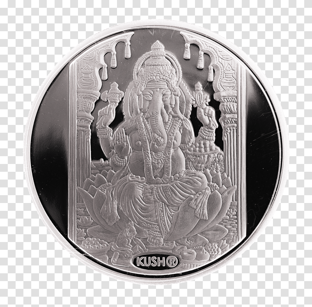 Oz Silver Round Ganesha Coin, Painting, Art, Money, Emblem Transparent Png