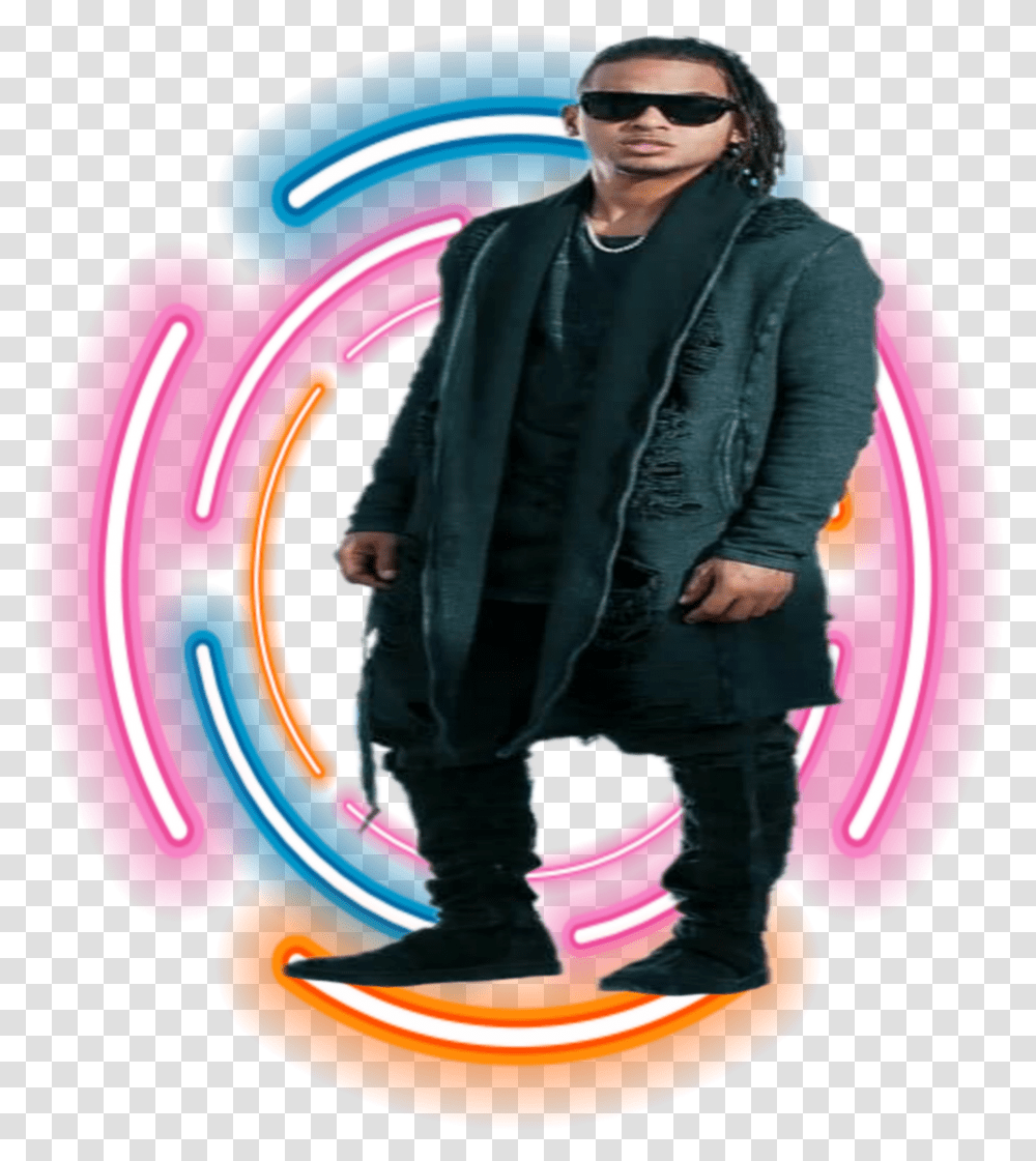 Ozuna Neon Frame Instagram, Sleeve, Person, Sunglasses Transparent Png