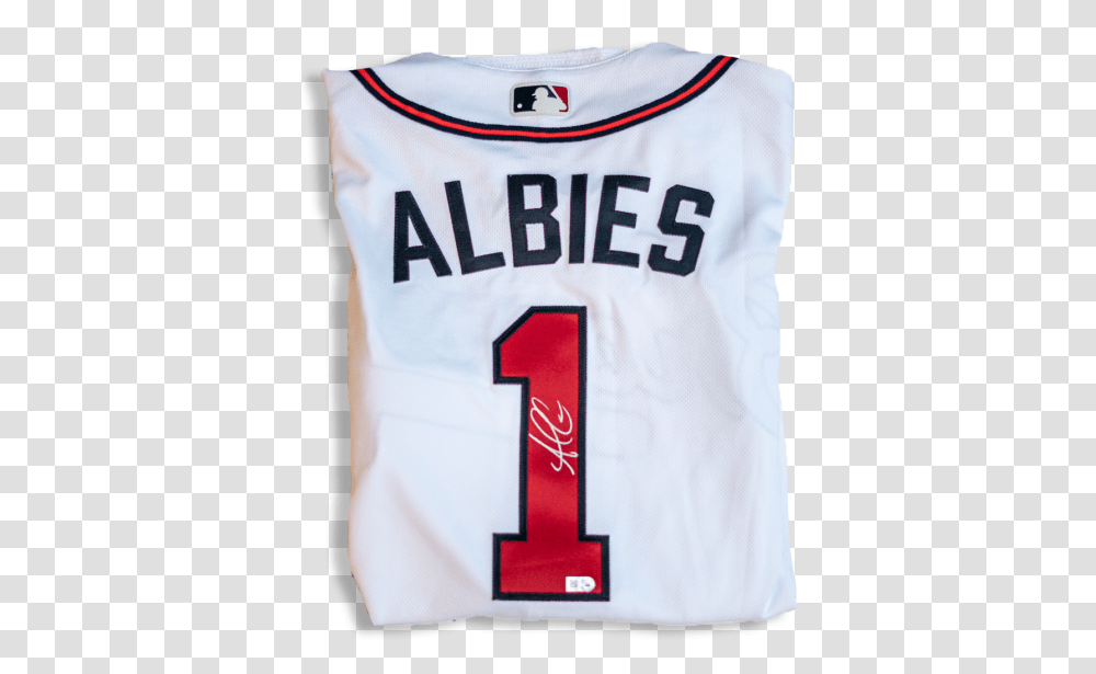 Ozzie Albies Autographed Authentic White Home Jersey Atlanta Braves, Apparel, Shirt, Sleeve Transparent Png