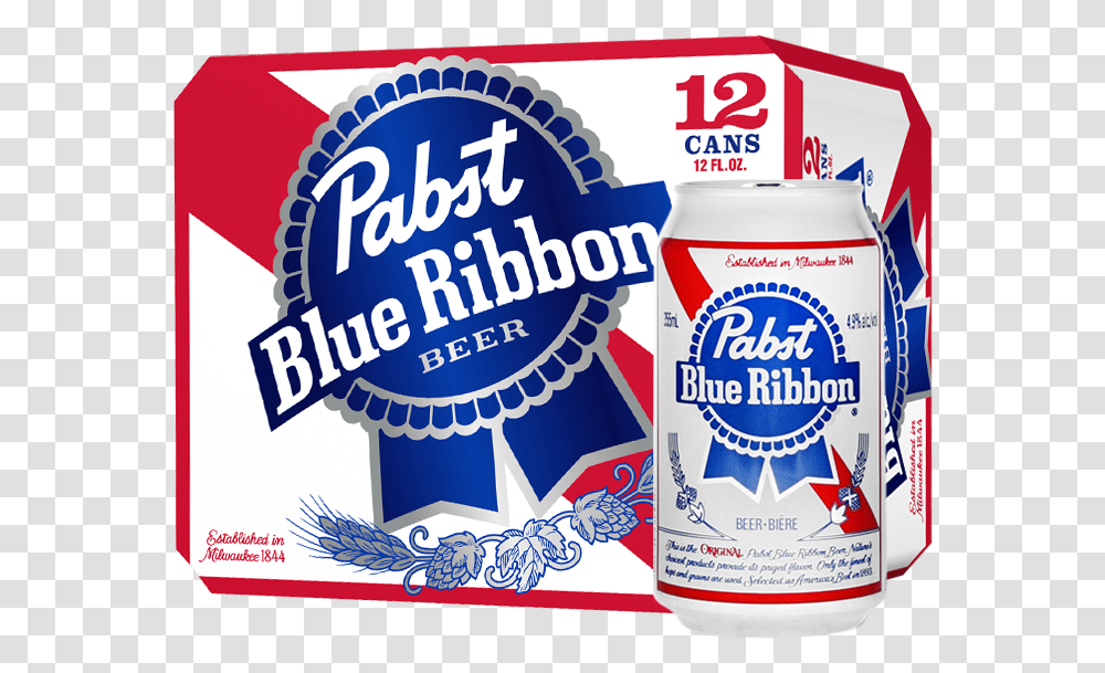 Pabst Blue Ribbon 12 Pack, Tin, Can, Beverage, Drink Transparent Png