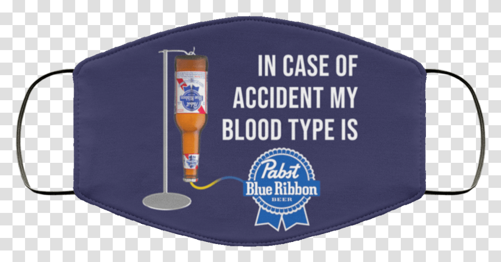 Pabst Blue Ribbon Cloth Face Mask Pabst Blue Ribbon, Label, Text, Bottle, Cosmetics Transparent Png