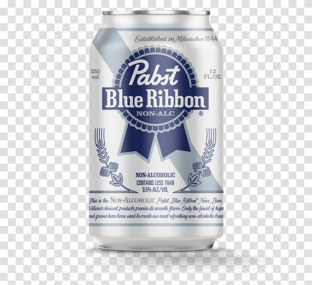 Pabst Blue Ribbon Non Alcoholic, Beverage, Drink, Lager, Beer Transparent Png