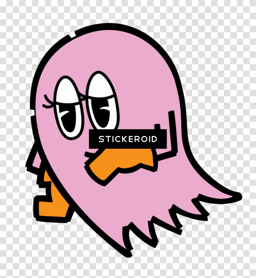 Pac Man Pinky Ghosts, Hand, Label, Poster Transparent Png