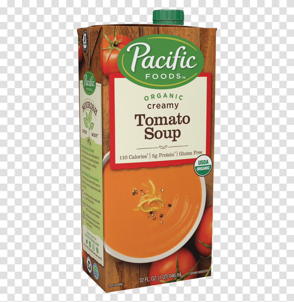 Pacific Creamy Tomato Soup, Food, Plant, Label, Beverage Transparent Png