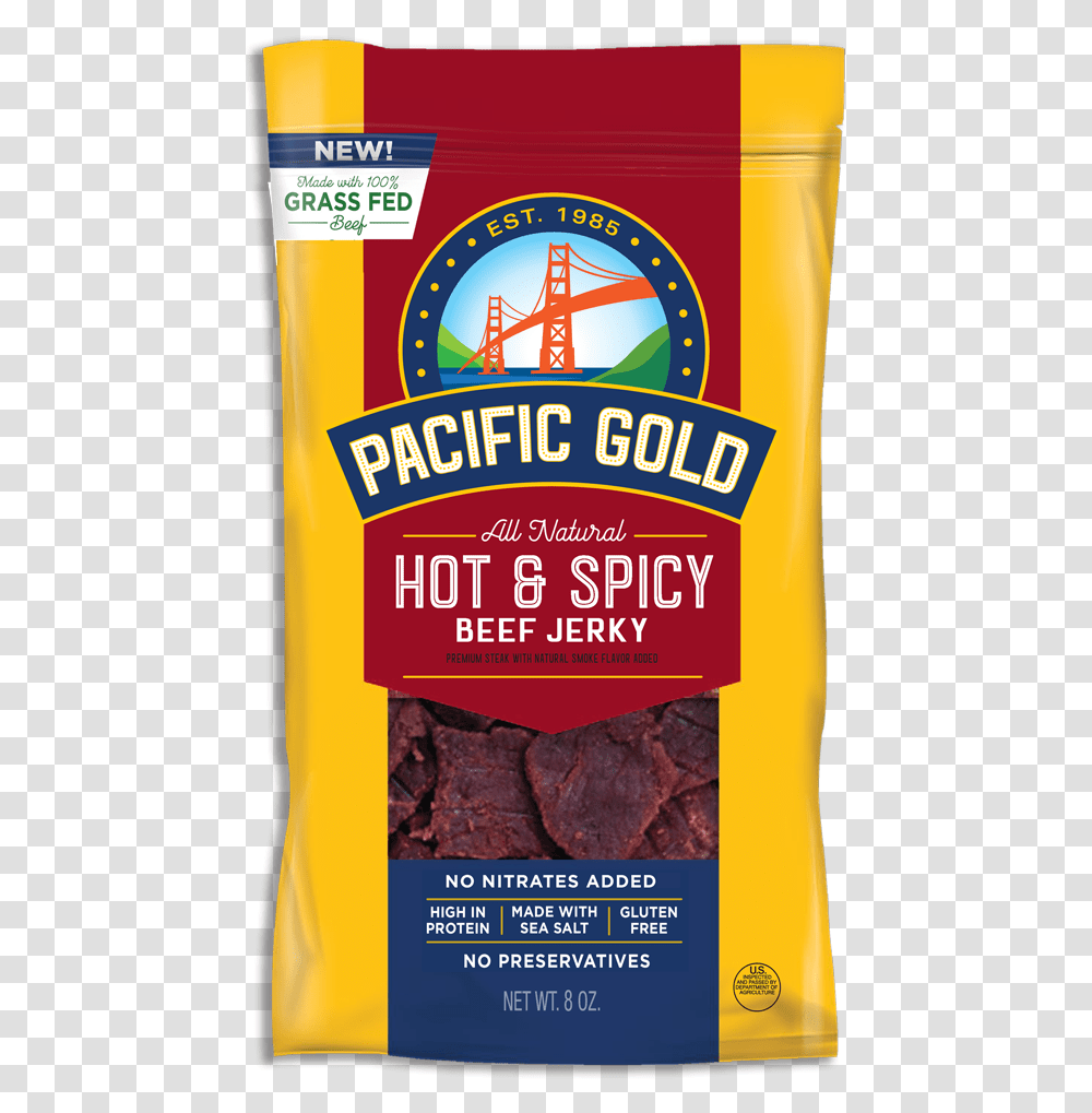 Pacific Gold Hot & Spicy - Pacific Gold Beef Jerky Costco, Food, Bottle, Mustard, Beverage Transparent Png