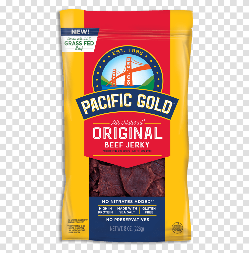 Pacific Gold Original Pacific Gold Beef Jerky, Food, Bottle, Poster, Advertisement Transparent Png