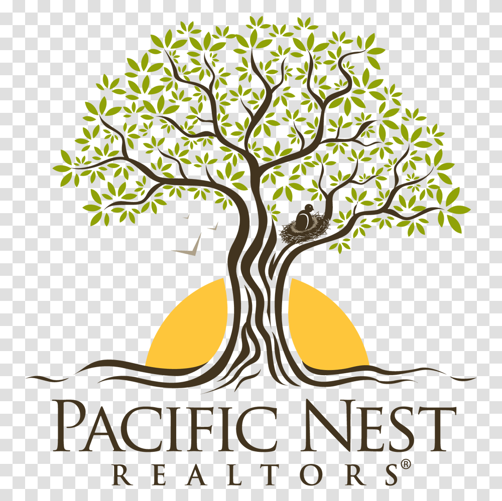 Pacific Nest Realtors Logo Design Wonderful Tree Fiction, Plant, Poster, Advertisement, Tree Trunk Transparent Png