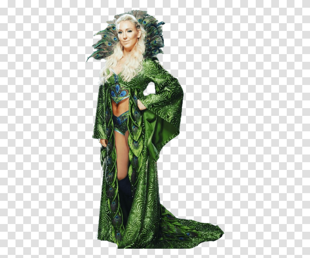 Pack New Renders Green Charlotte Charlotte Flair In Peacock Robe, Costume, Fashion, Cloak Transparent Png