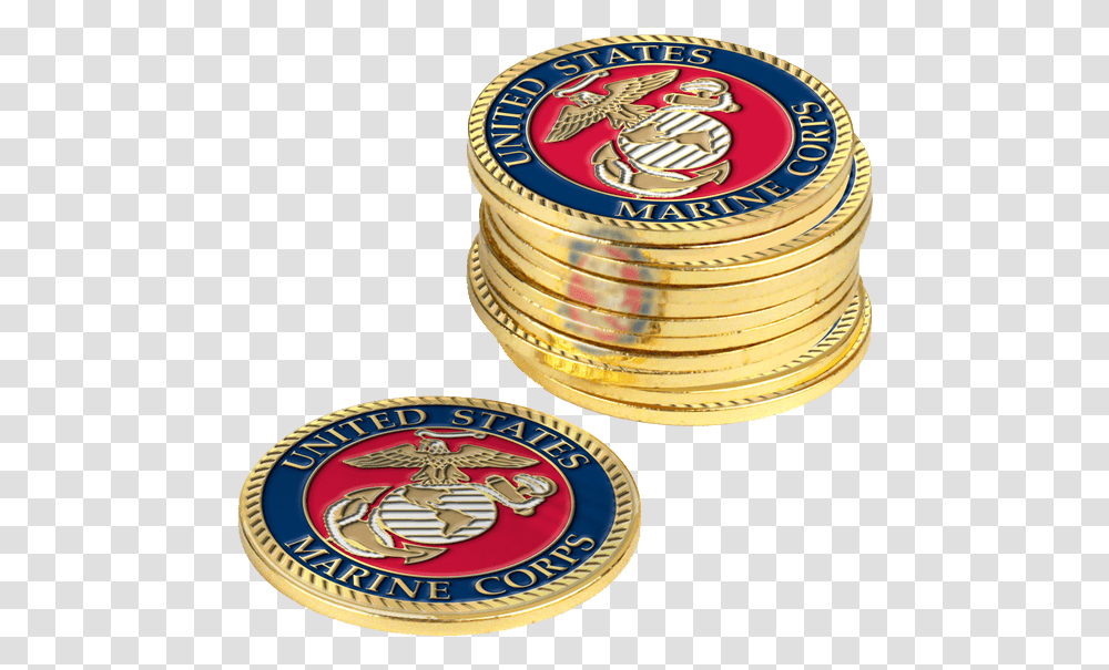 Pack Usmc Emblem Ball Markers Coin, Gold, Symbol, Money, Logo Transparent Png