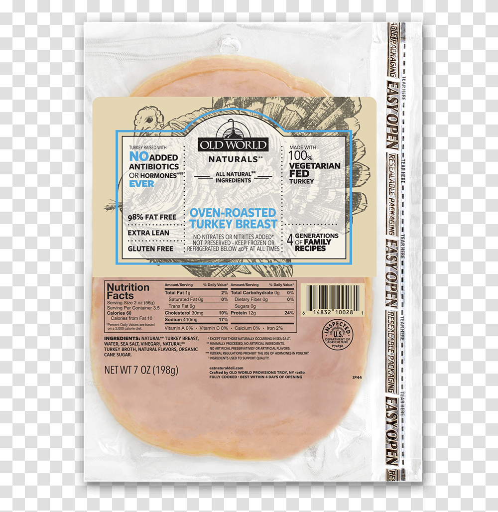 Package Of Deli Turkey Old World Naturals Oven Roasted Turkey Breast, Label, Poster, Advertisement Transparent Png