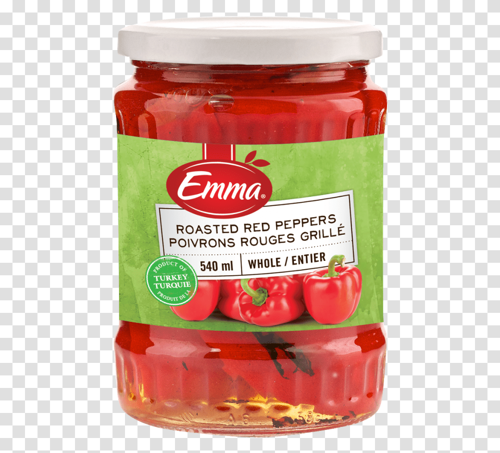Packaging For Emma Roasted Red Peppers Plum Tomato, Plant, Food, Vegetable, Jar Transparent Png
