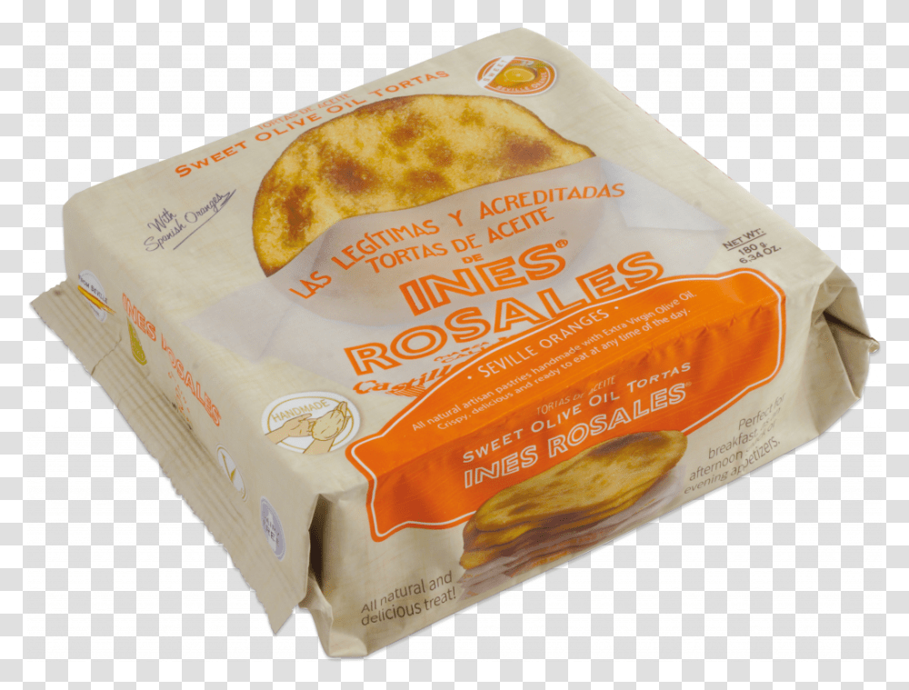 Packaging For Ines Rosales Sweet Olive Oil Tortas Potato Bread, Food, Brie, Pancake, Bun Transparent Png