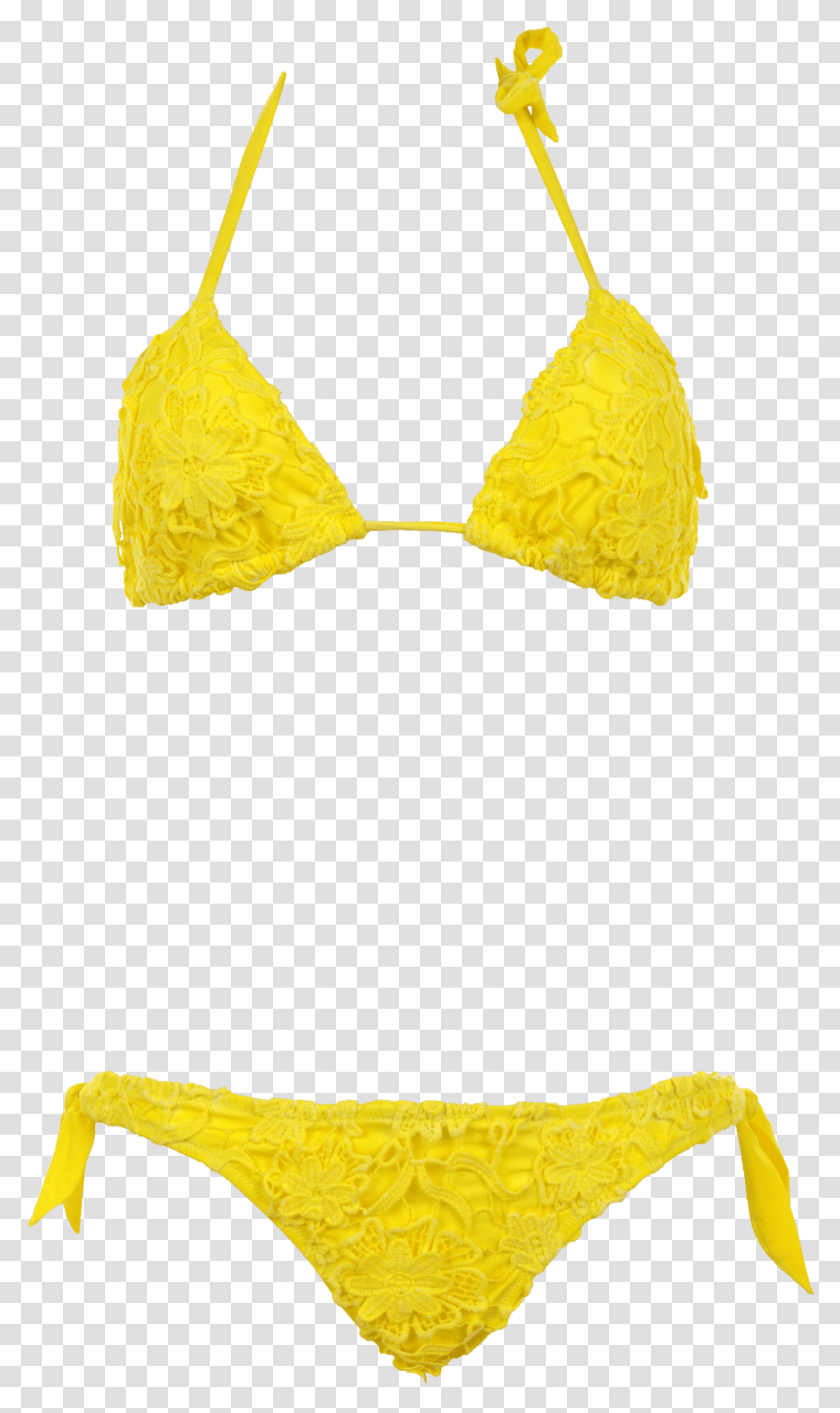 Padded Macram Lace Yellow Triangle Bikini With Removable, Apparel, Swimwear, Coat Transparent Png