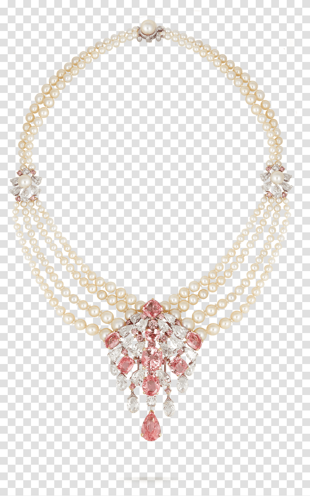 Padparadscha Sapphire And Pearl Necklace Necklace, Jewelry, Accessories, Accessory, Diamond Transparent Png