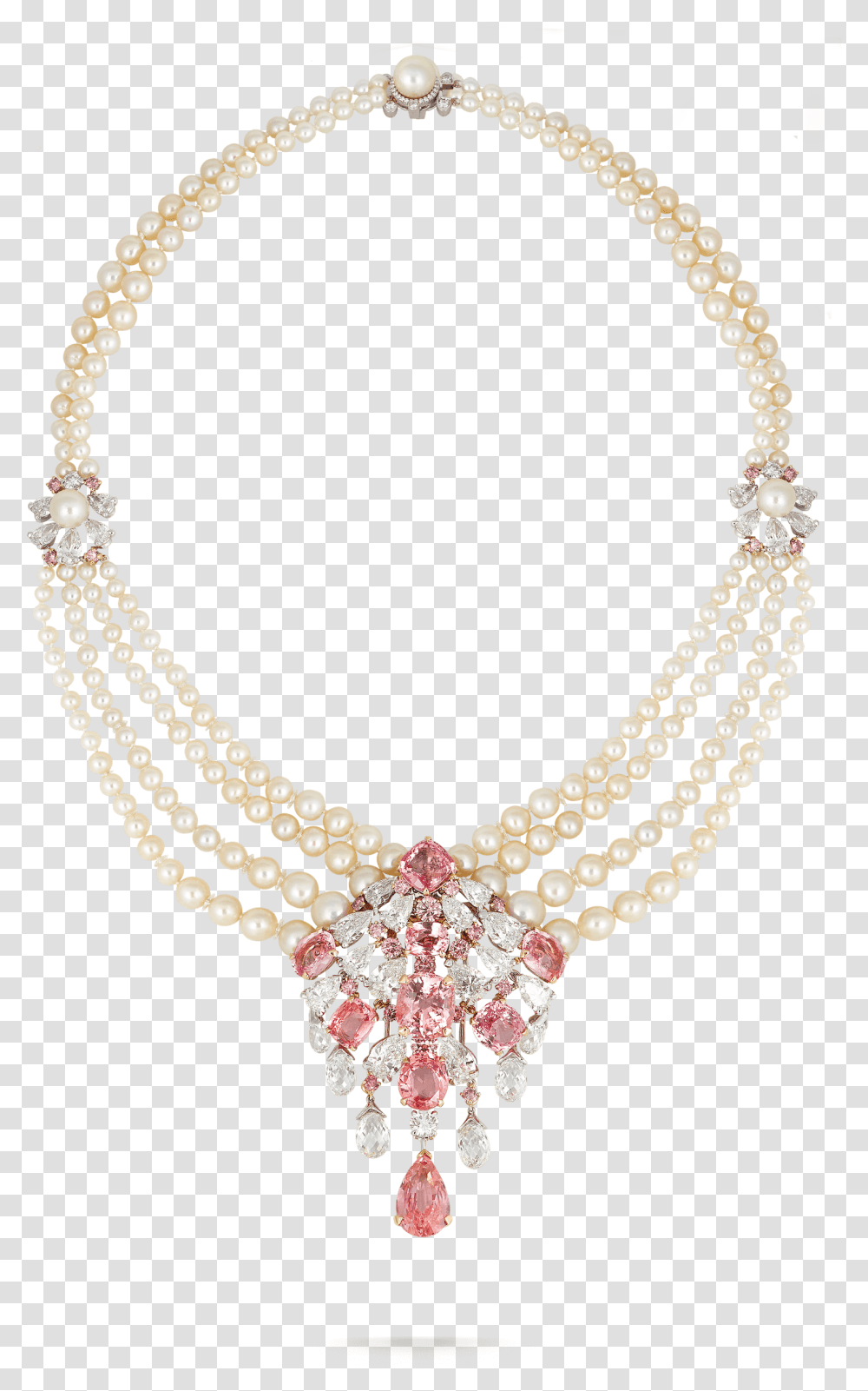 Padparadscha Sapphire And Pearl Necklace Padparadscha Sapphire High Jewelry, Accessories, Accessory, Diamond, Gemstone Transparent Png
