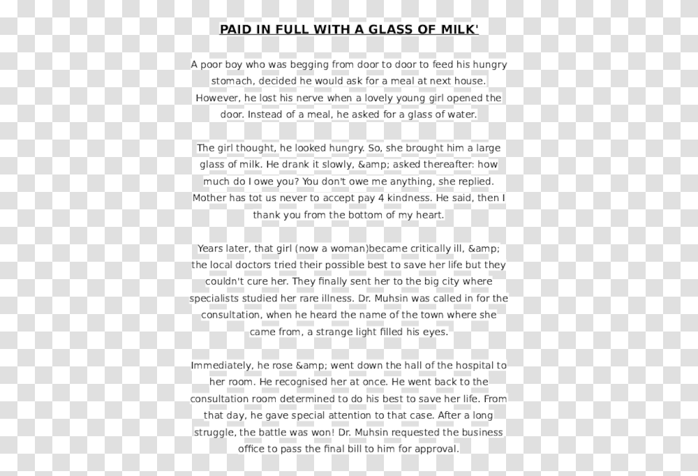 Paid Full With A Glass Of Milk, Letter, Page, Menu Transparent Png
