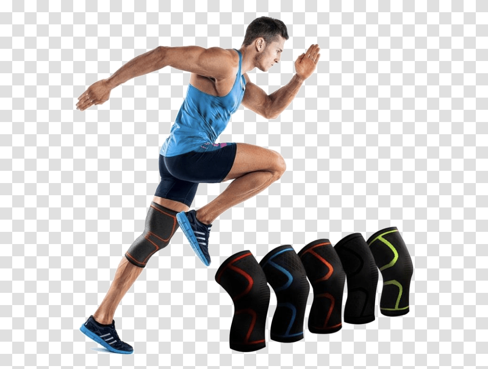 Painless Knee Support Brace Compression Gear For Running Knee Support For Running, Person, Shorts, Sport Transparent Png
