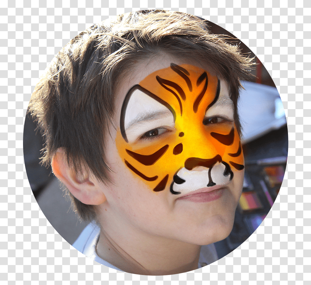 Paint A Tiger Face, Person, Human, Head, Performer Transparent Png