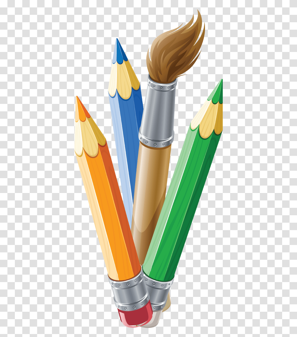Paint Brush And Crayon Clip Art, Pencil Transparent Png