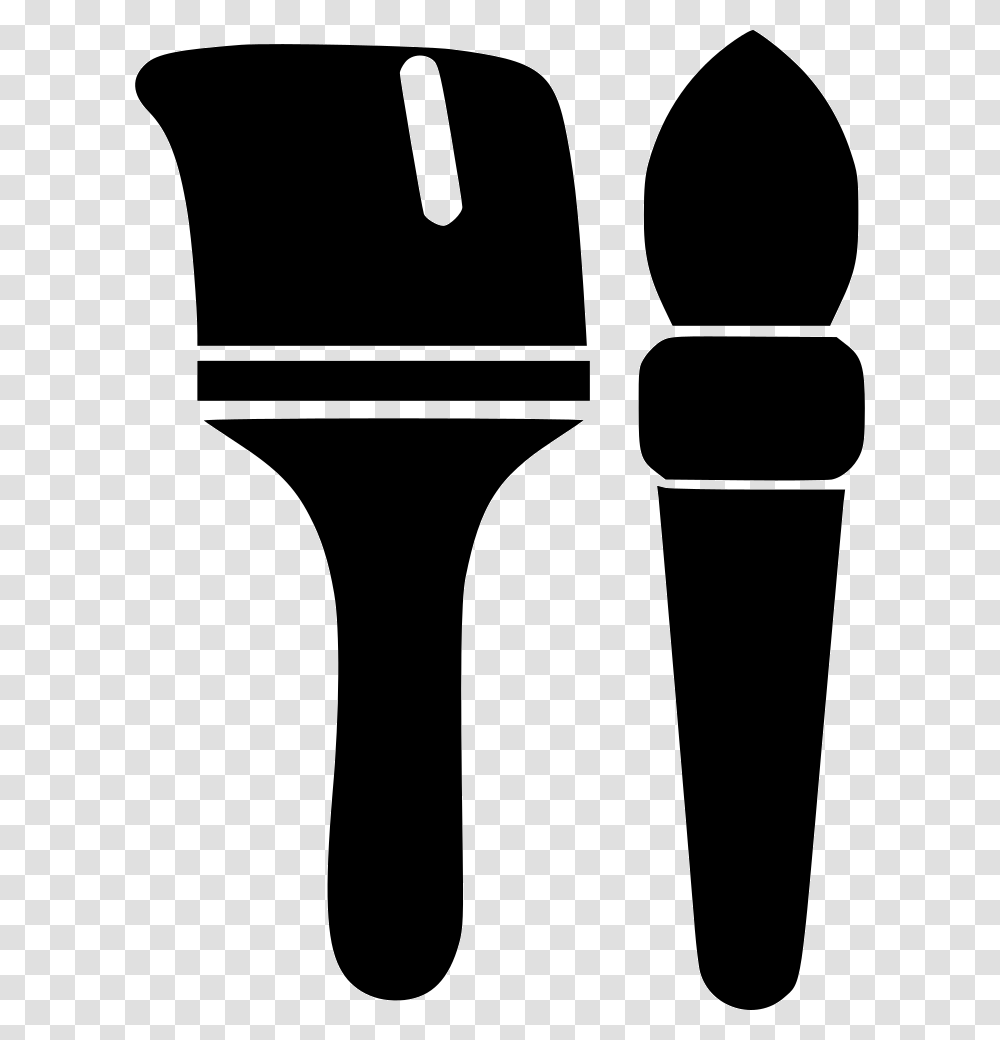 Paint Brushes, Fork, Cutlery, Hand, Silhouette Transparent Png