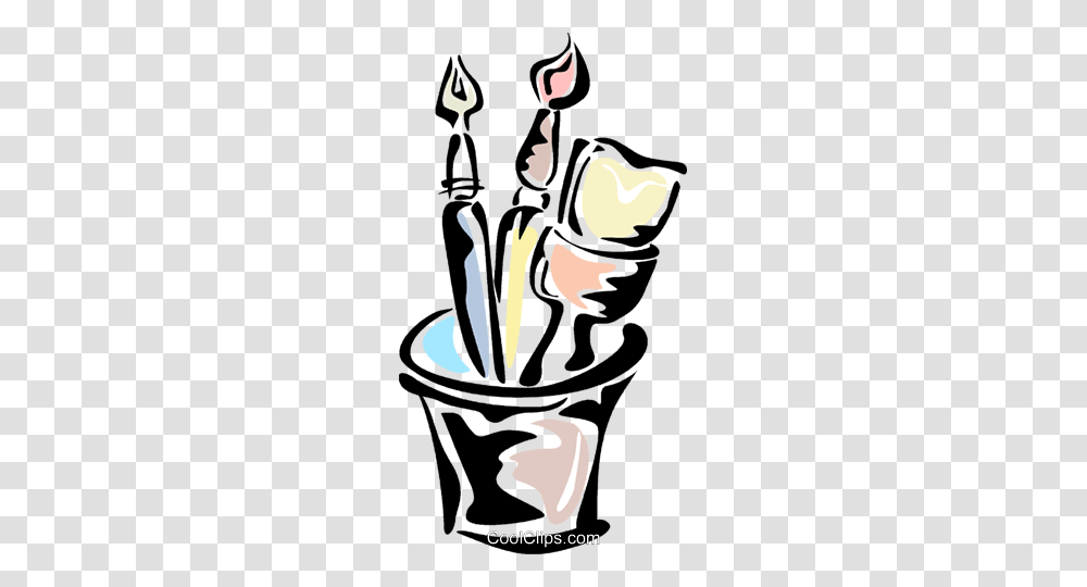 Paint Brushes In A Cup Royalty Free Vector Clip Art Illustration, Poster, Advertisement, Stencil Transparent Png