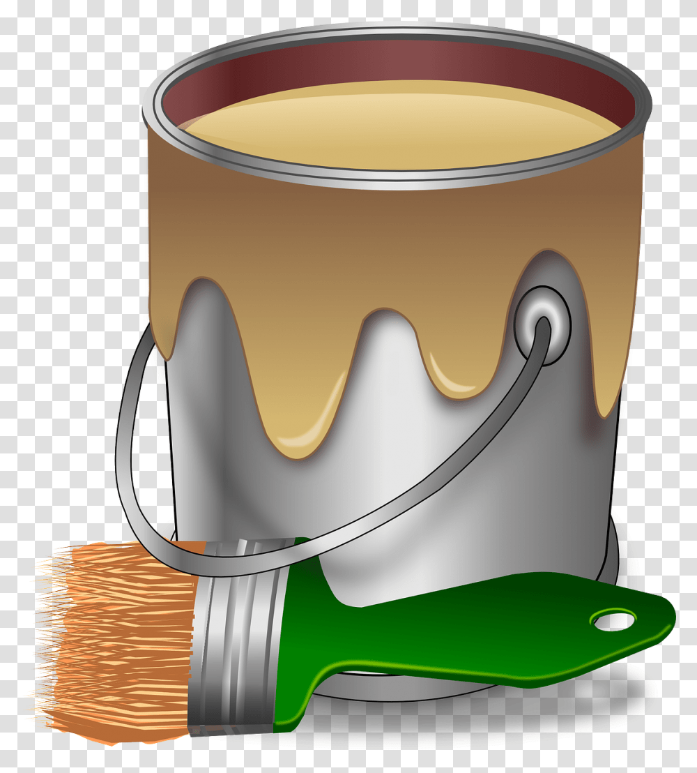 Paint Color Brush Free Picture Paint Bucket And Brush, Coffee Cup, Tool, Tin, Soil Transparent Png