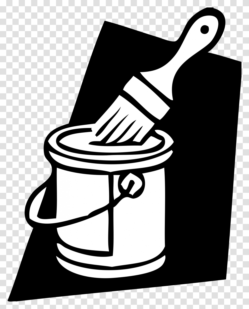 Paint Image Black And White, Bucket, Stencil, Brush, Tool Transparent Png