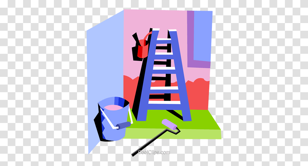 Paint Ladder With Bucket And Tools Royalty Free Vector Clip Art, Poster, Advertisement, Flyer, Paper Transparent Png