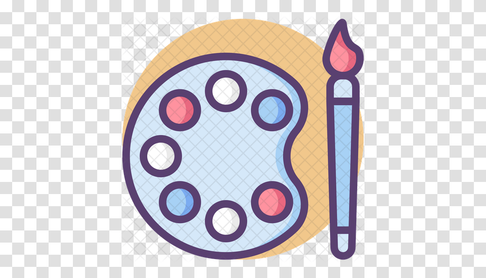 Paint Palette Icon Of Colored Outline Circle, Meal, Food, Road Sign, Symbol Transparent Png
