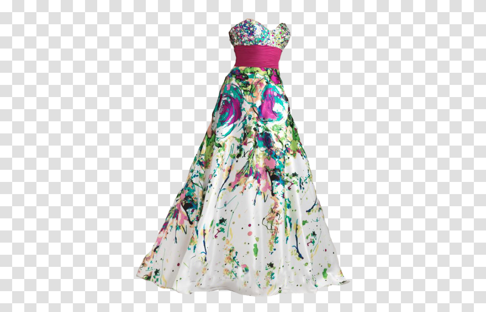 Paint Splatter Grad Dress, Apparel, Female, Person Transparent Png
