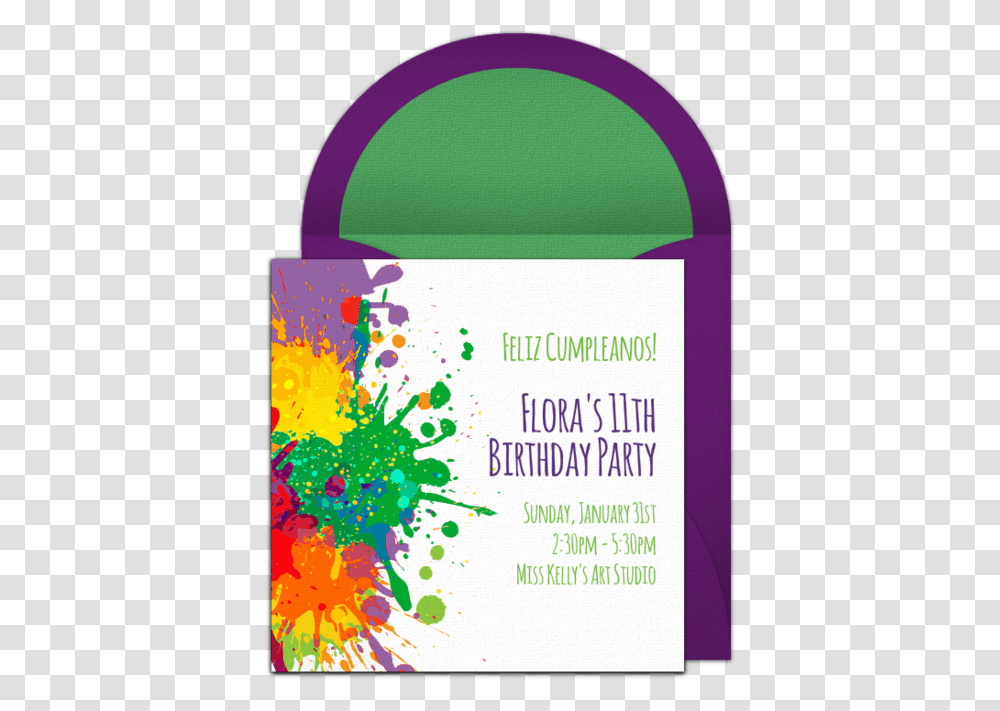 Paint Splatter Party Invite, Paper, Advertisement Transparent Png