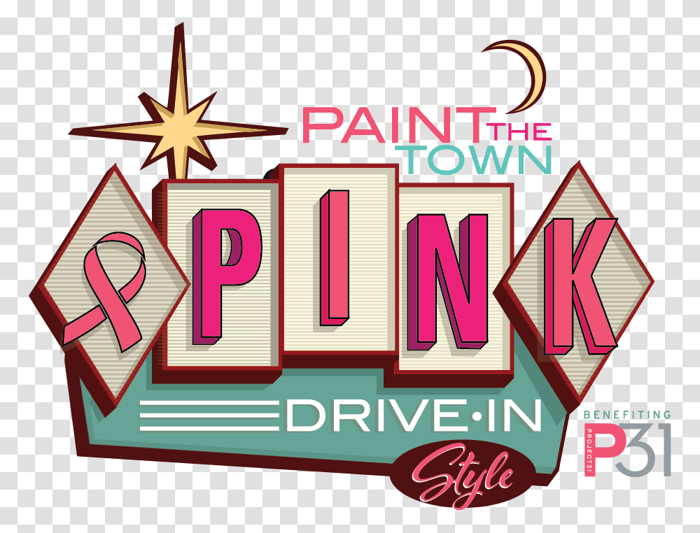 Paint The Town Pink Drive Fiction, Text, Number, Symbol, Cross Transparent Png