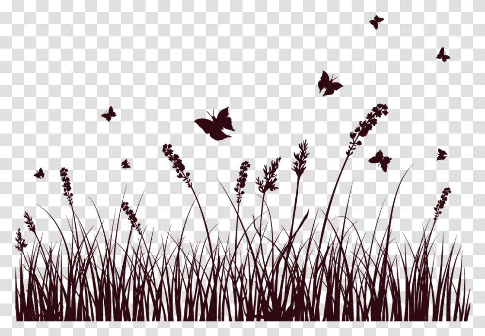 Painted Black Grass Bow Flower And Grass Silhouette, Leaf, Plant, Tree, Outdoors Transparent Png