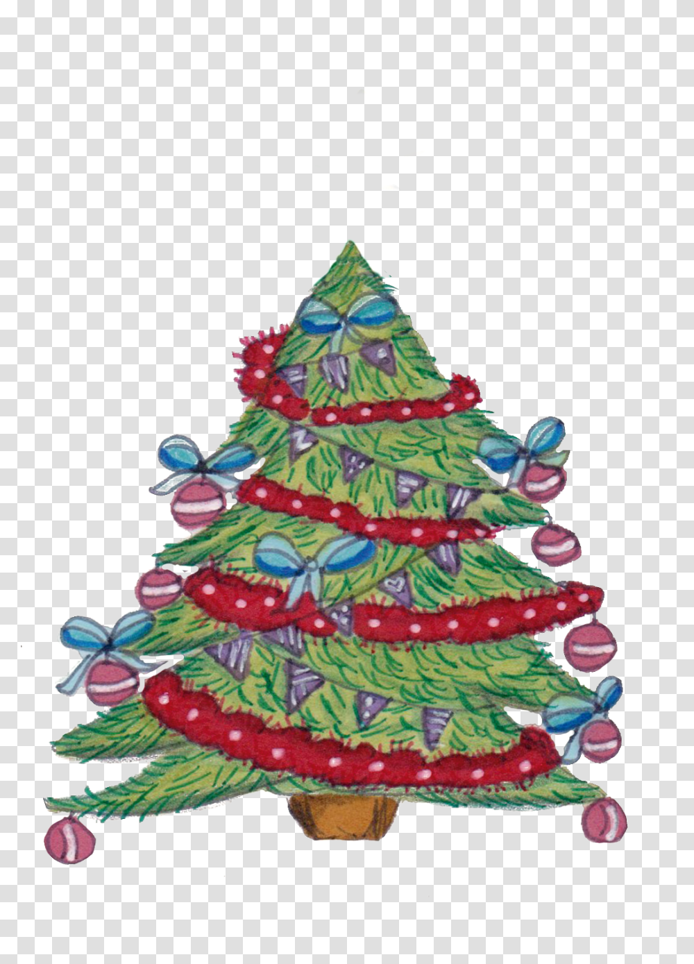 Painted Decorated Christmas Tree Free, Plant, Ornament, Wedding Cake, Dessert Transparent Png