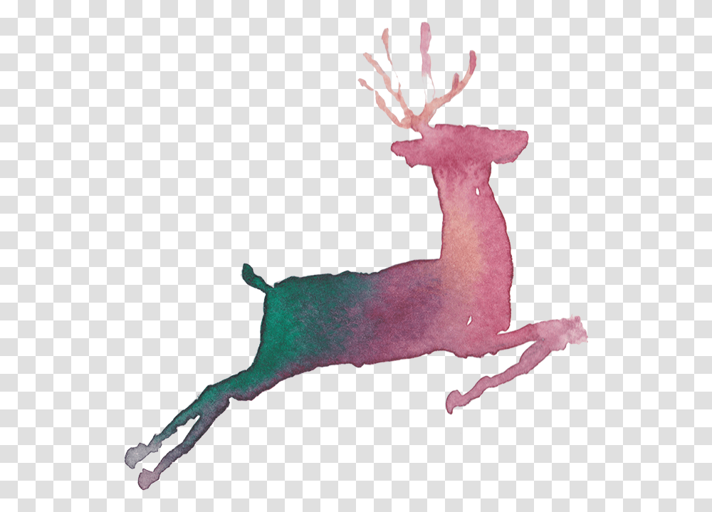 Painted Deer Running Download Reindeer Running Painting, Animal, Dinosaur, Mammal, Bird Transparent Png
