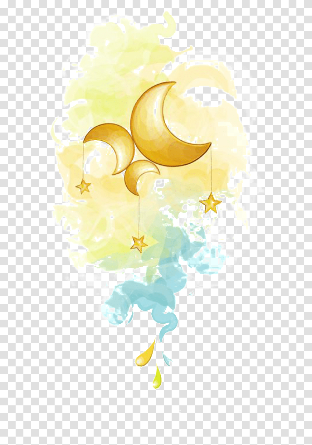 Painted Fairy Moon And Star Pattern Elements Illustration, Plant, Floral Design Transparent Png