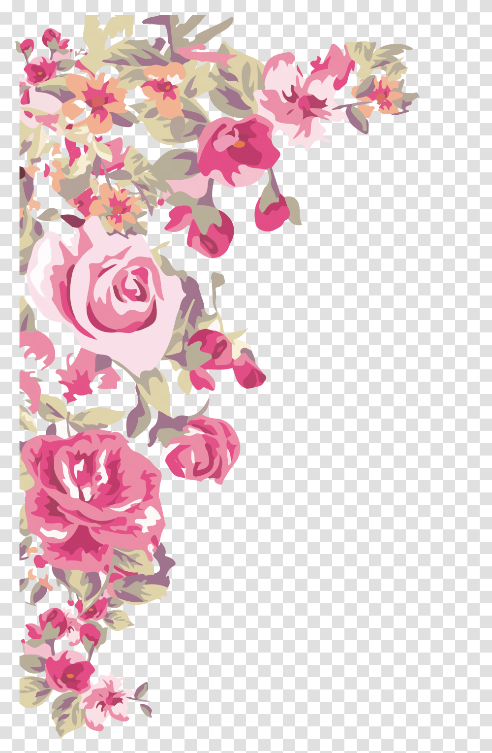Painted Flowers Corner Download Flower Corner Border Design, Graphics, Art, Floral Design, Pattern Transparent Png