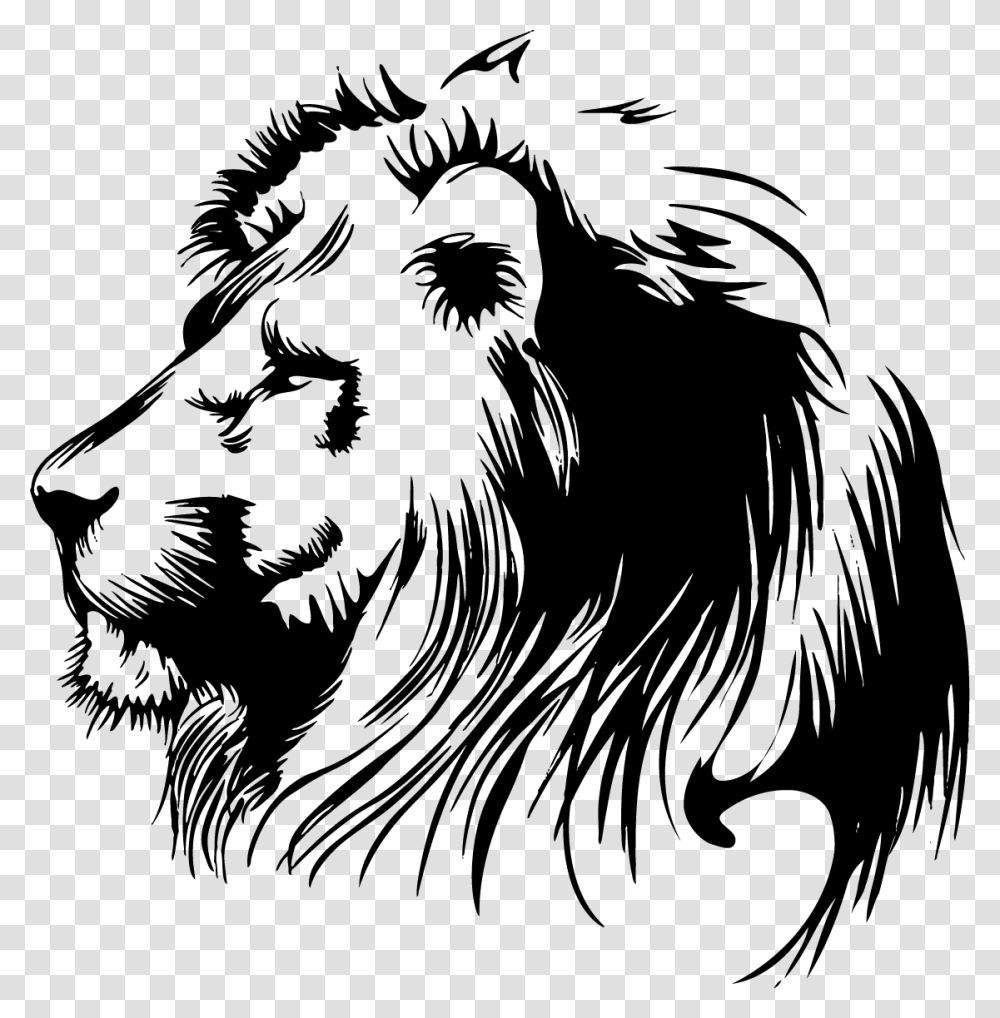 Painted Lion Stencil Free Clipart Hd Clipart Vector Black And White, Tiger, Wildlife, Mammal, Animal Transparent Png
