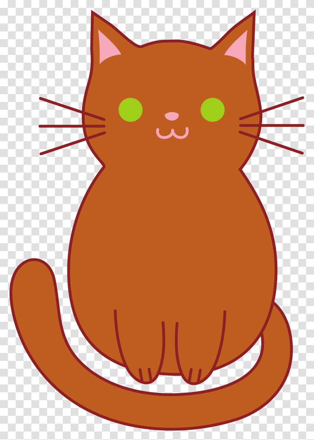 Painted Orange Cat With Green Eyes Free Image Cute Cartoon Clipart Cat, Animal, Wildlife, Amphibian, Mammal Transparent Png