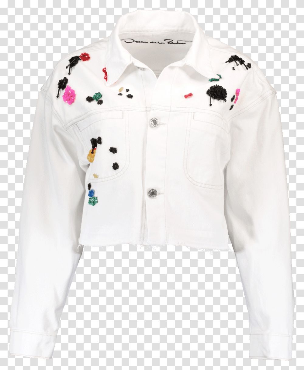 Painted White Denim Jacket, Apparel, Coat, Long Sleeve Transparent Png