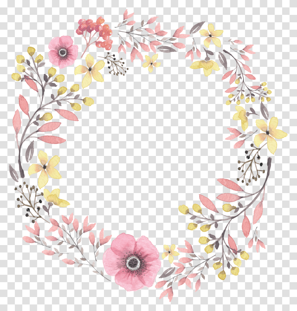 Painted Wreath Hand Watercolor Wreaths Watercolor Wreath Flower, Floral Design, Pattern, Graphics, Art Transparent Png