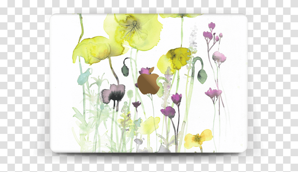Painted Yellow Flowers Skin Macbook 12 Ipad Pro, Plant, Bird, Floral Design Transparent Png